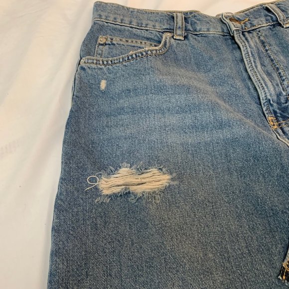 We The Free Hallie Distressed 100% Cotton Denim Mini Skirt Size 27 - Picture 6 of 13